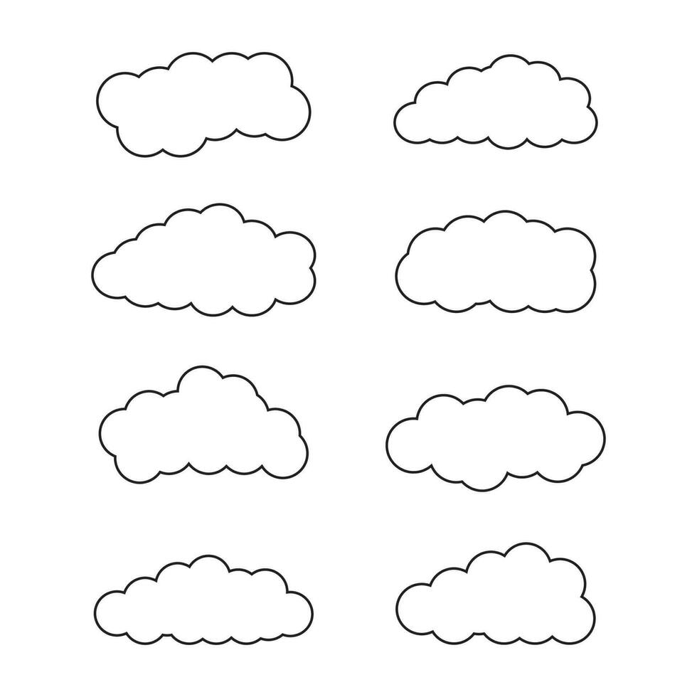 clima icono, nubes vector manojo, cielo nubes clipart, negro y blanco nubes eps, dibujos animados nubes manojo, línea Arte caramelo nubes gráficos vector, contorno lluvia nubes vector silueta