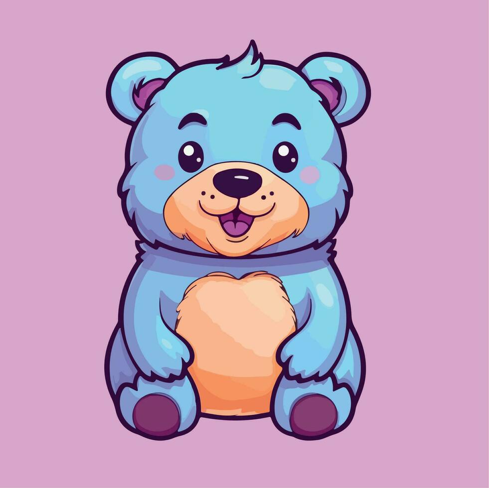 Cute Bear drawing kawaii Funny Vector Illustration eps 10