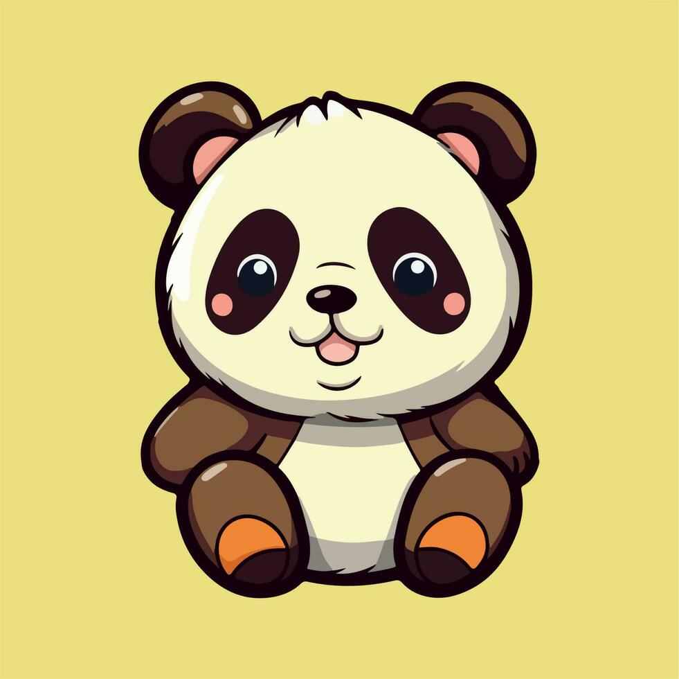linda panda dibujo kawaii gracioso vector ilustración eps 10