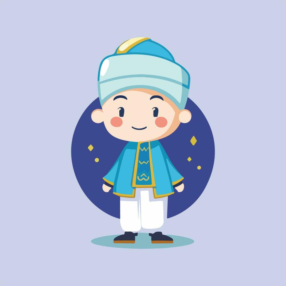 muslim child cute character vector illustration eps 10