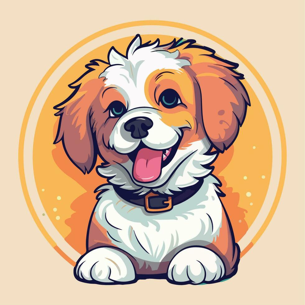 perro kawaii linda dibujos animados gracioso vector ilustración eps 10