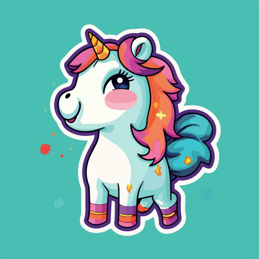 Unicorn rainbow fish drawing kawaii Funny Vector Illustration eps 10