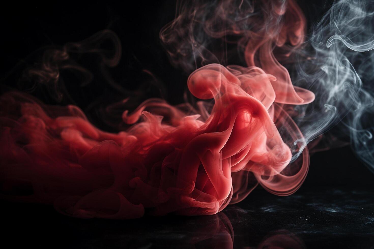 Red smoke in a dark room, photo