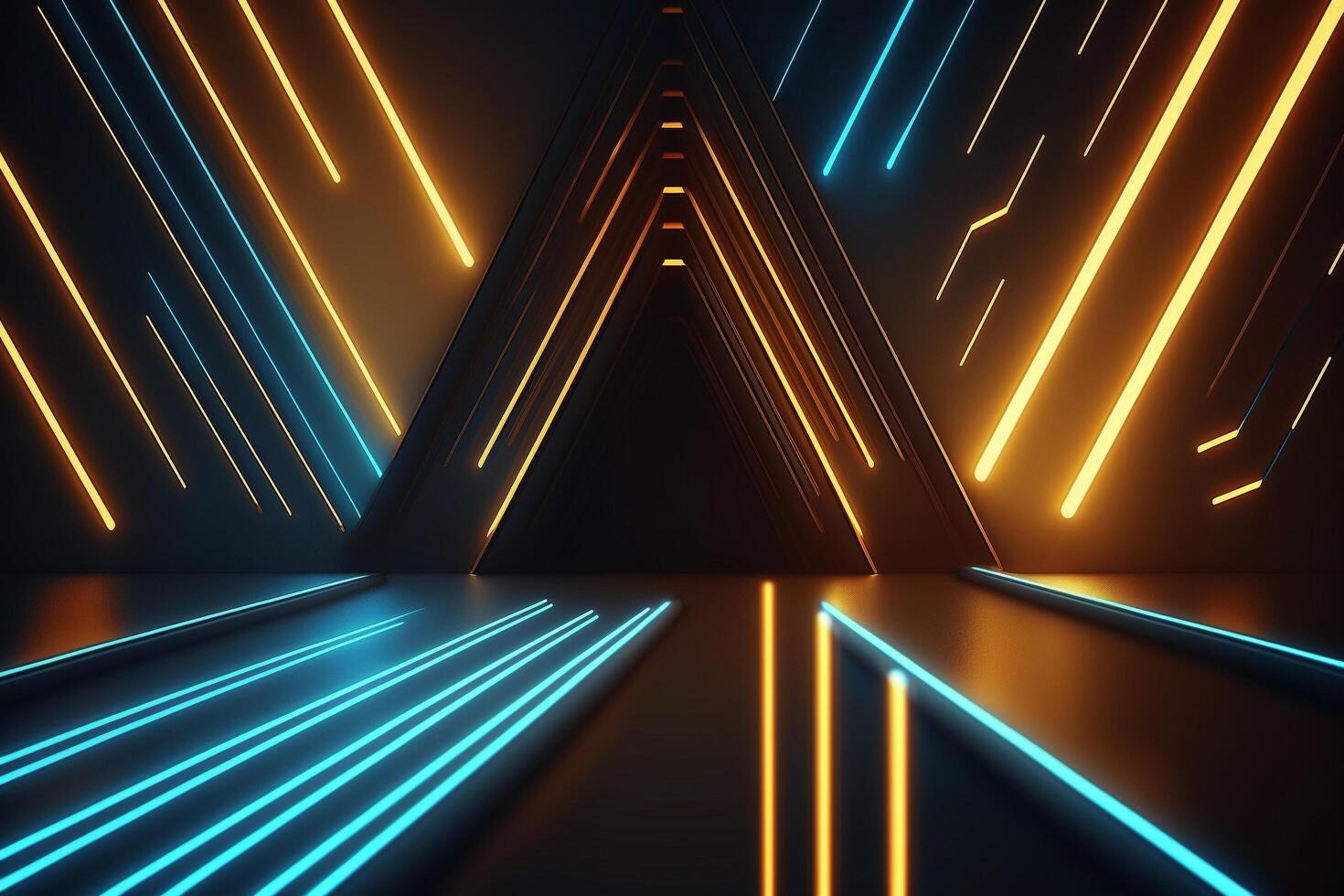 A sci-fi background with a dark and futuristic atmosphere and neon lights, photo