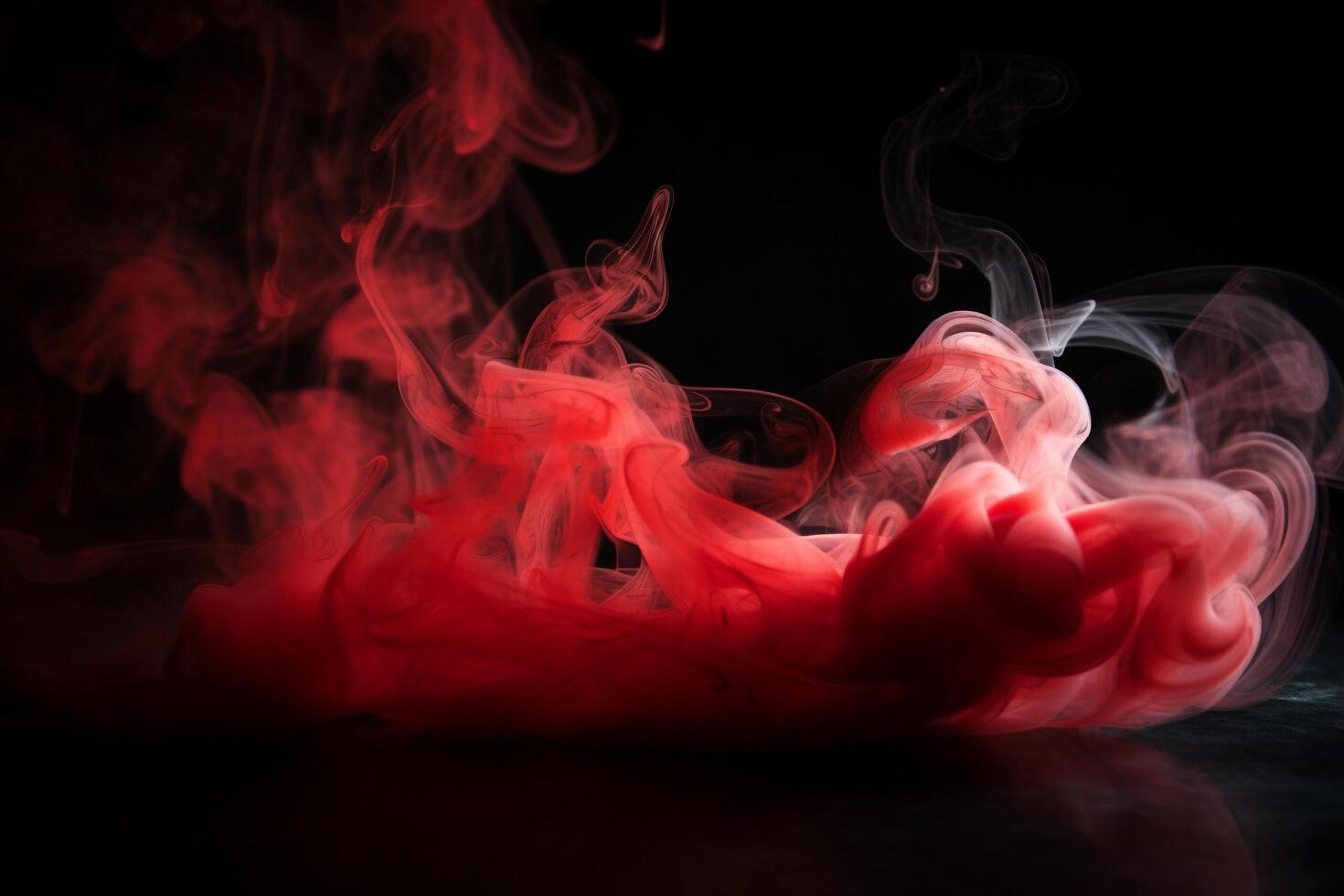 Red smoke in a dark room, photo