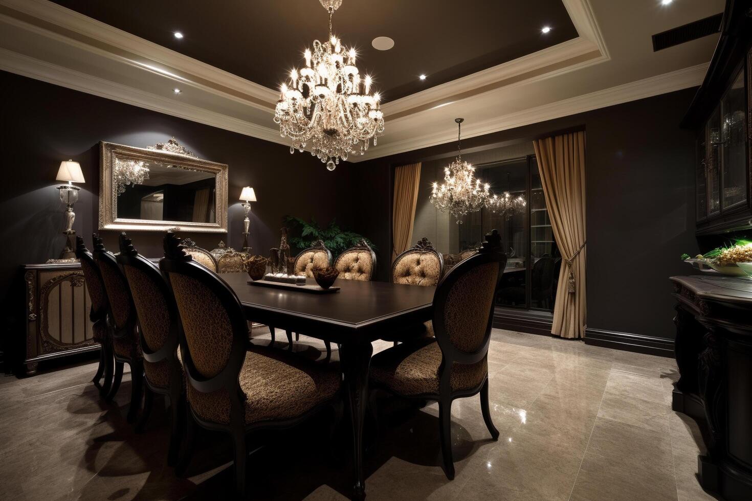 Luxurious dining room Interior Design With Furniture, photo