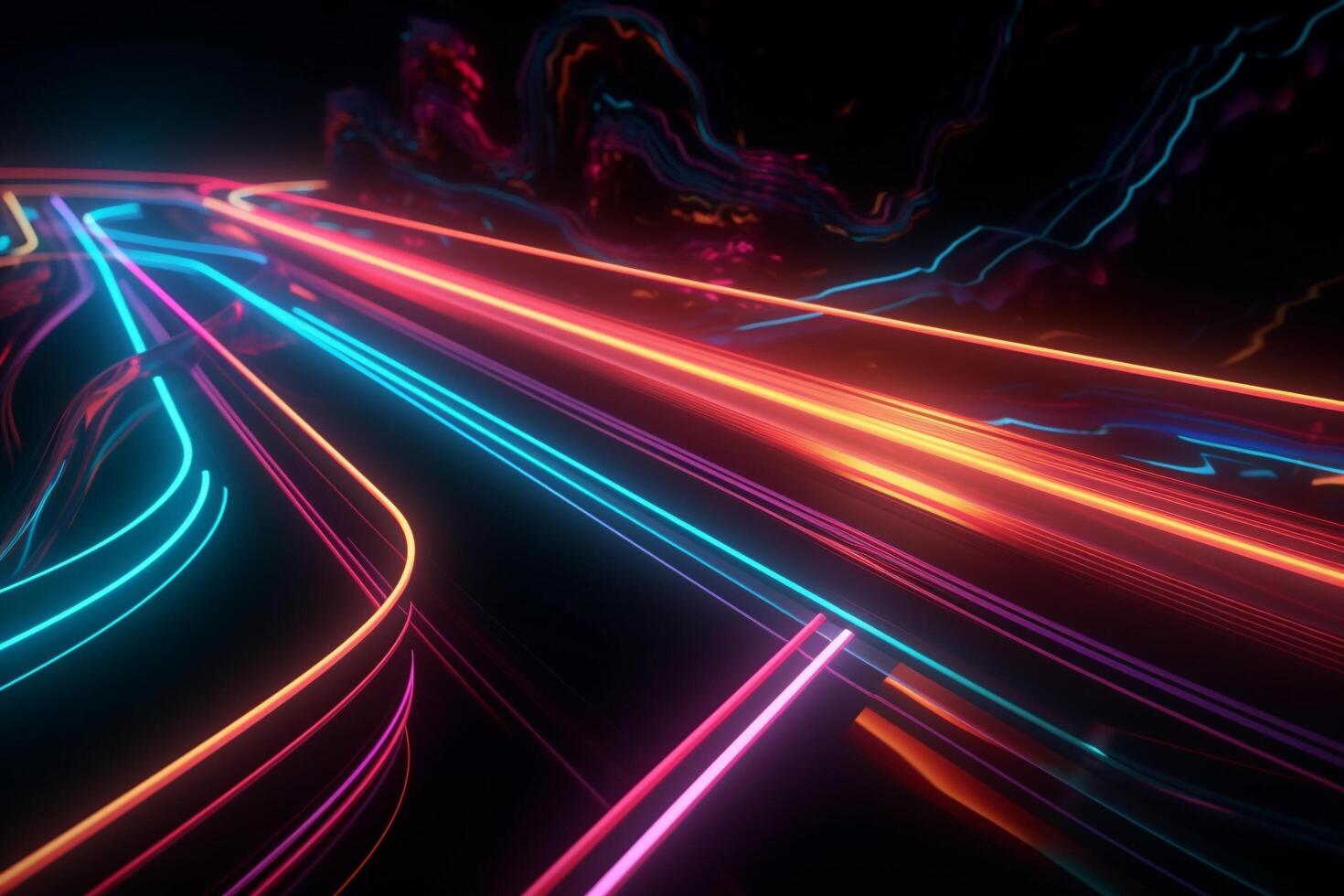 A sci-fi futuristic dark background with neon lights, photo