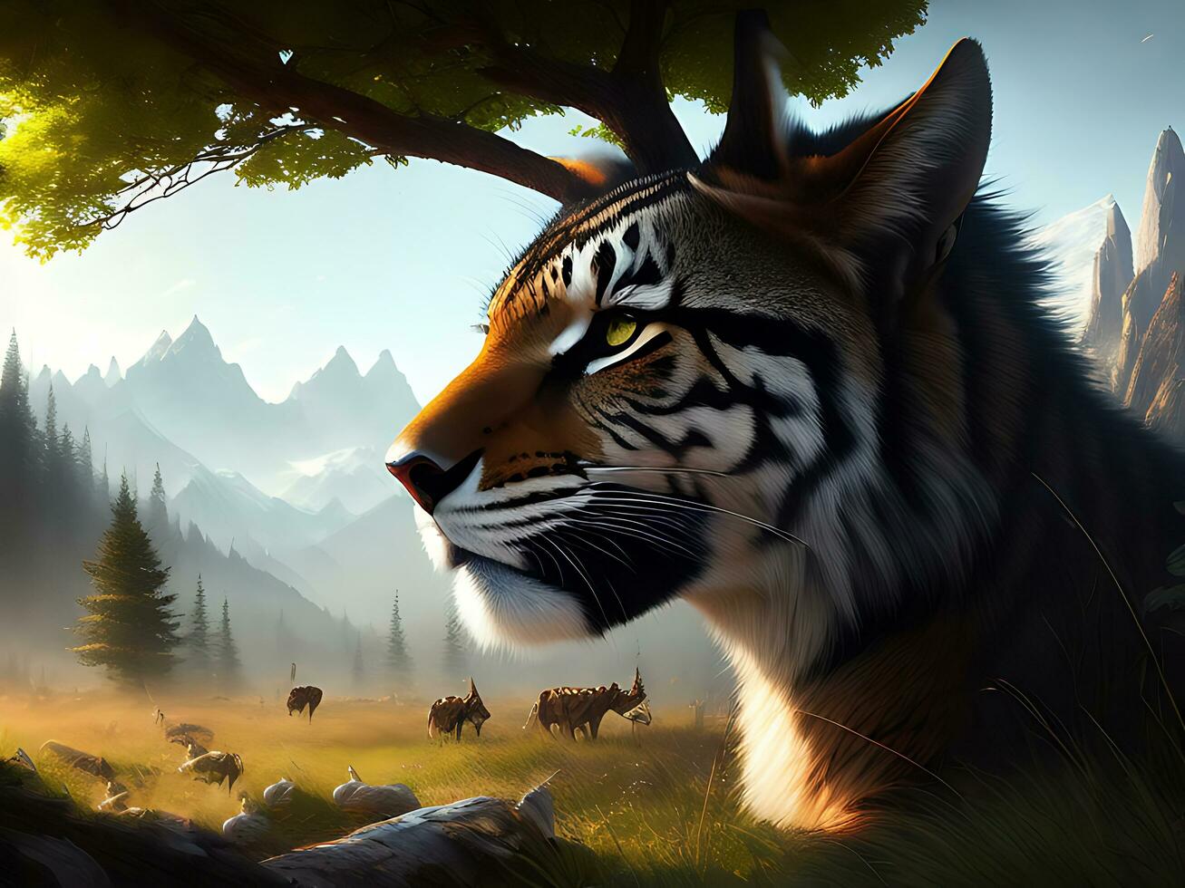 Tiger in the jungle ai generated. photo