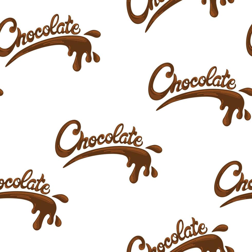 Chocolate handwritten text seamless pattern. World Chocolate Day. Background for packaging, poster, postcard, label. Vector illustration