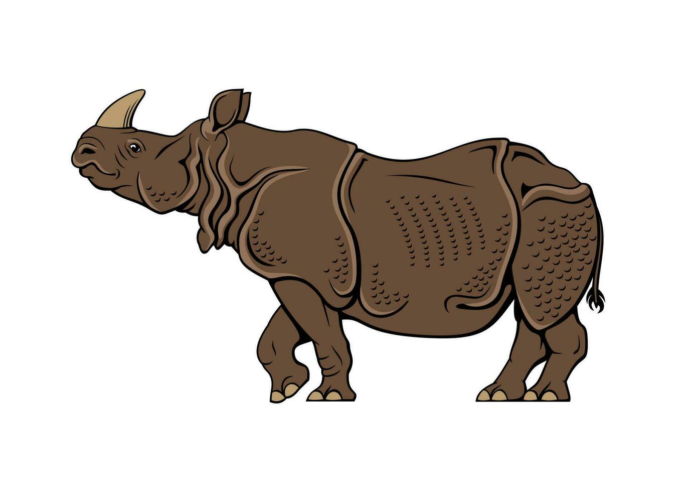 Armored Rhino. Vector clipart isolated on white.