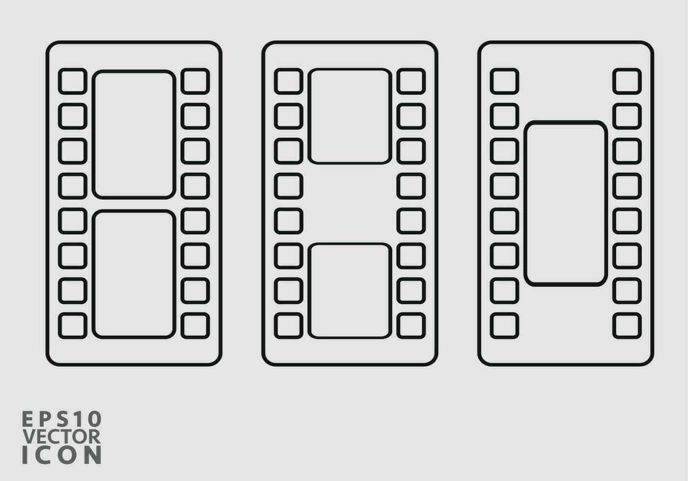 Cinema filmstrip roll on white background. Blank negative film. 35mm film slide frame. Cinema or photo frames. Long, retro film strip frame. Vector illustration
