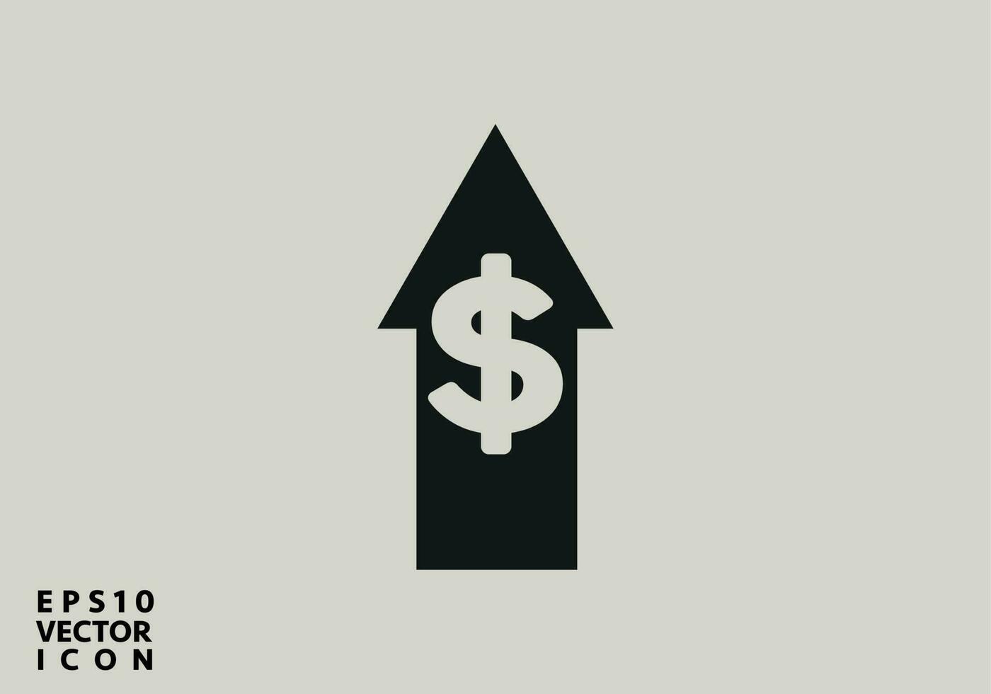 dollar rate increase icon. Money symbol with stretching up arrow. rising prices. Business cost sales icon. cash salary increase. investment growth. vector illustration