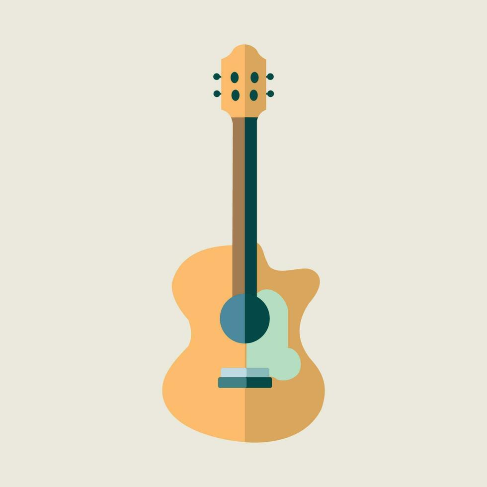 A guitar on a white background with the word guitar on it. vector