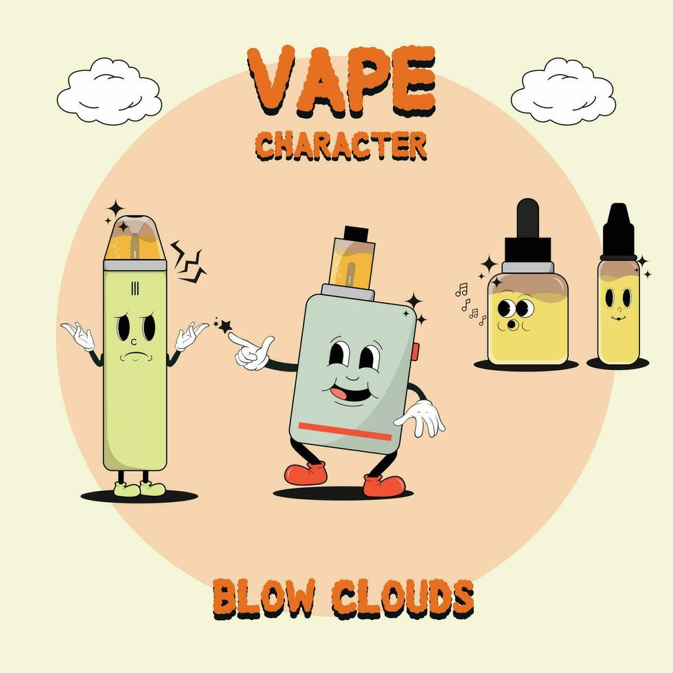 Vape Character Retro vector