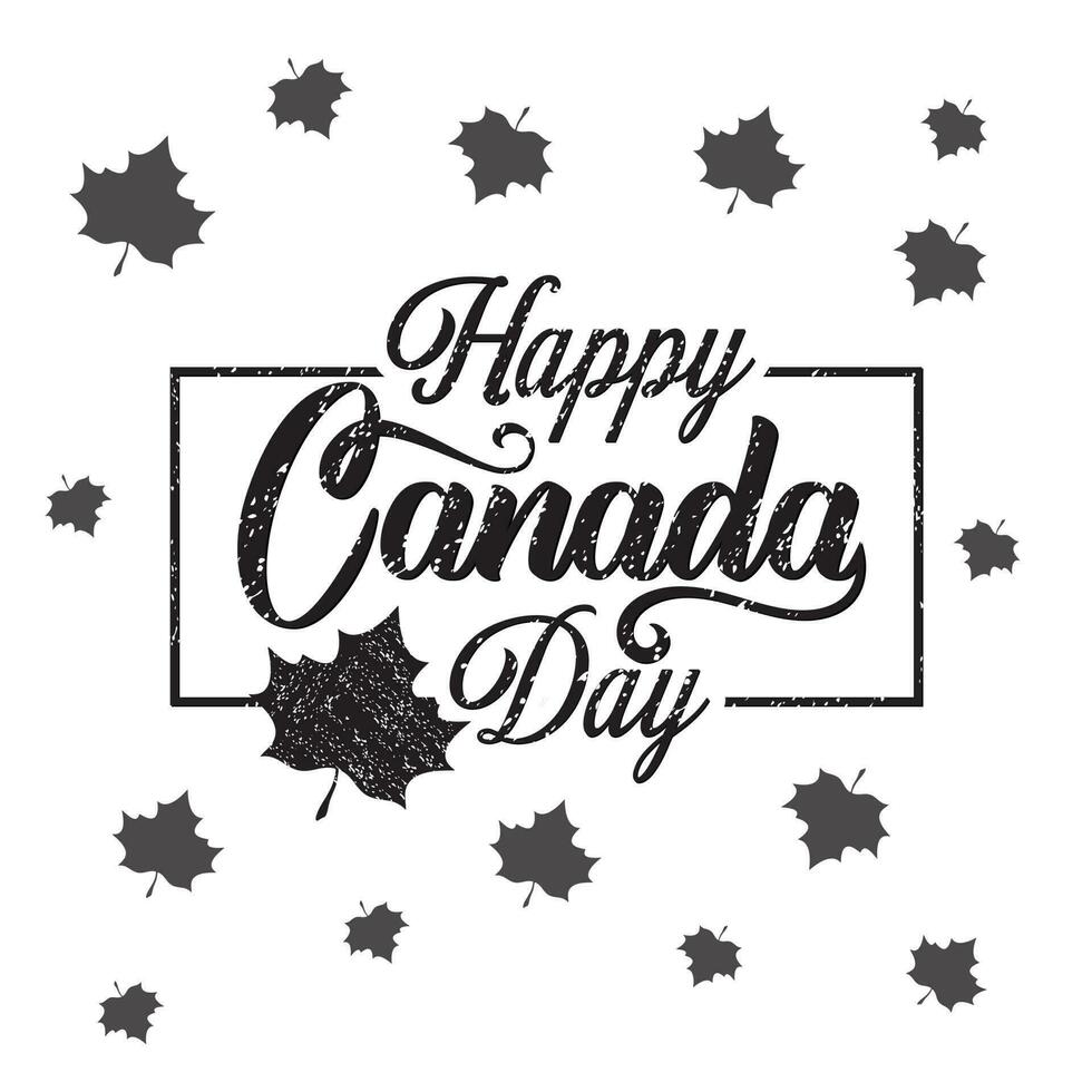 Happy Canada Day Holiday Invitation Design. Red Leaf Isolated on a white background. Greeting card with hand drawn calligraphy lettering.  Concept of Happy Canada Day. vector