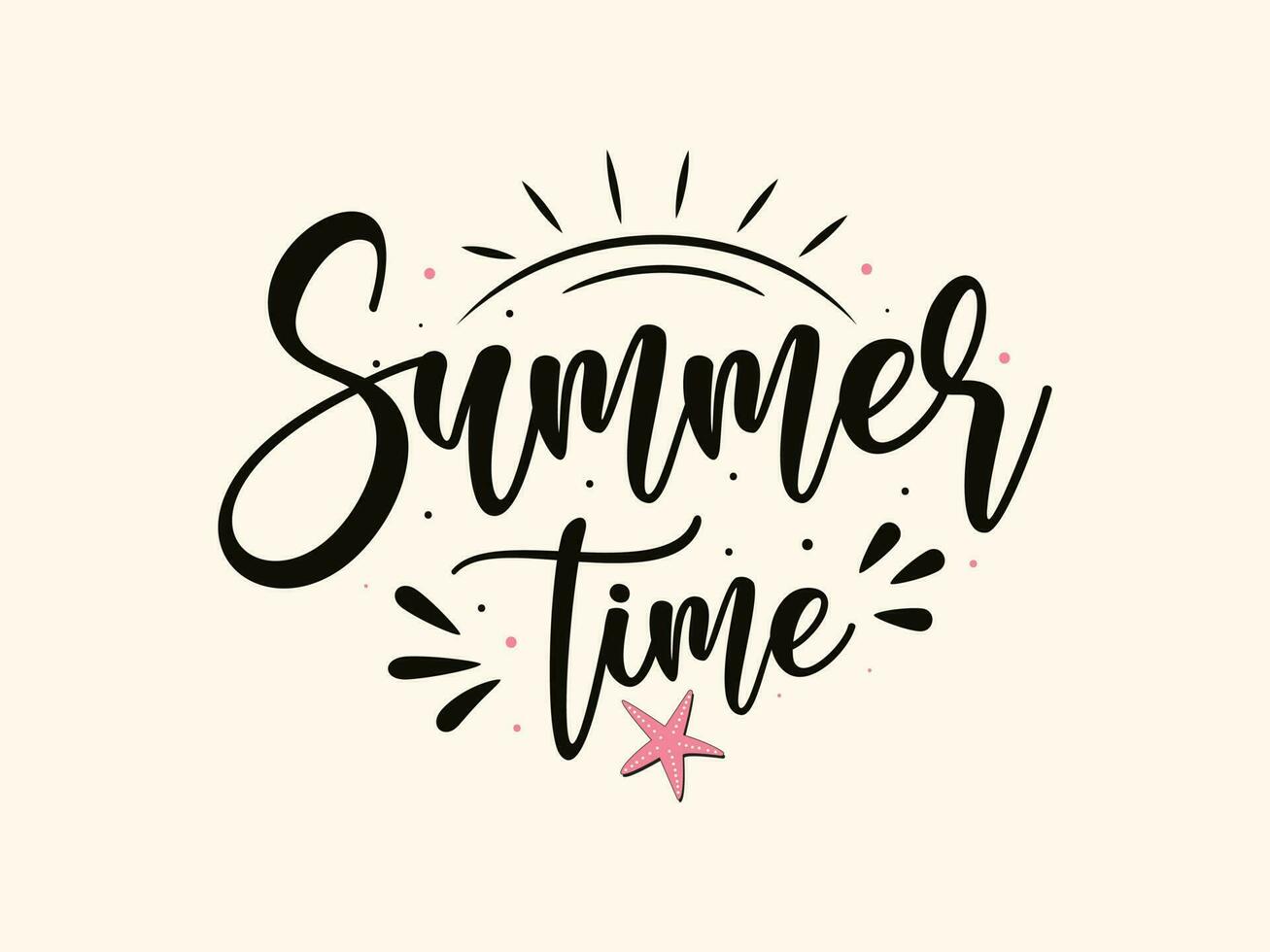 Lettering with phrase summer time. Hand written script modern calligraphy for cards, prints, posters and banners vector