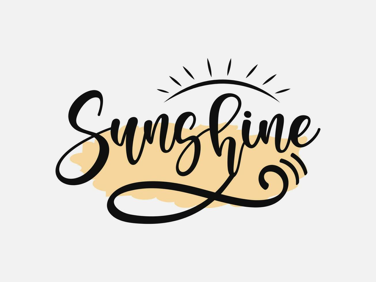 Sunshine. Summer modern calligraphy quote. Seasonal inspirational hand written lettering, isolated on white background. Vector illustration