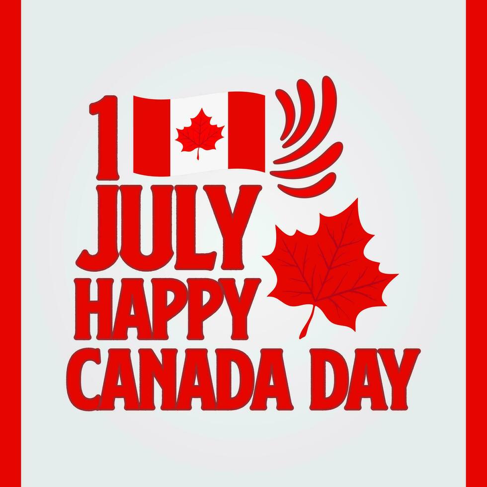 Happy Canada Day typography greetings card. Canada maple leaf, July 1st greeting card vector illustration