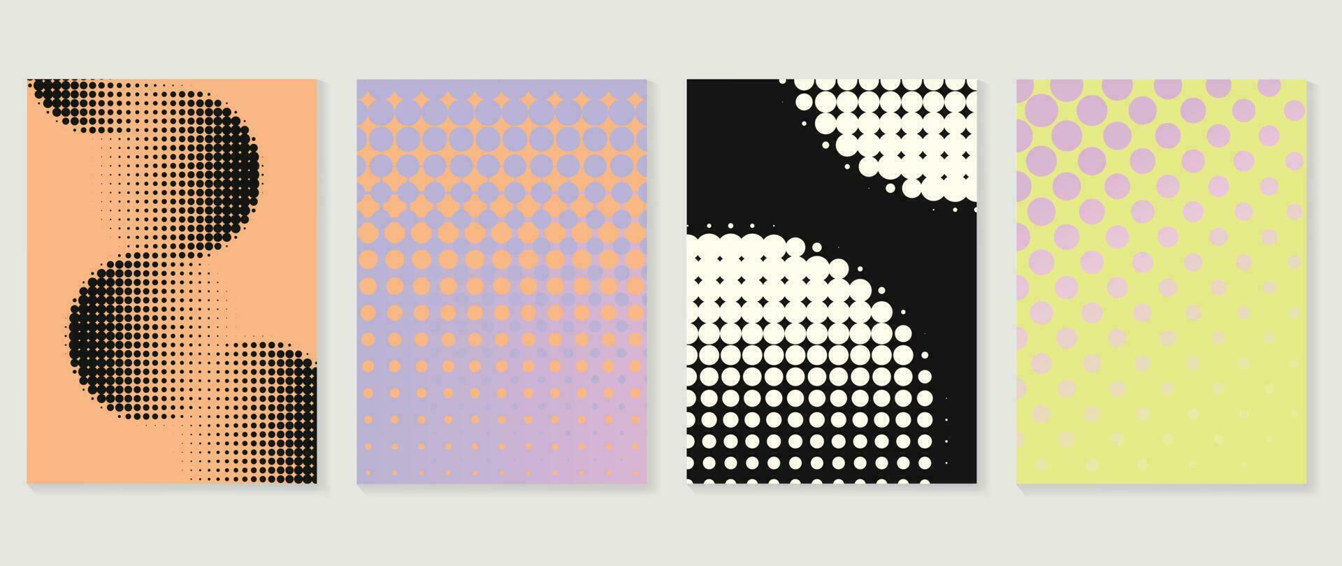 Abstract gradient background vector set. Minimalist style cover template with vibrant color, dot pattern, halftone collection. Ideal design for social media, poster, cover, banner, flyer, wall art.