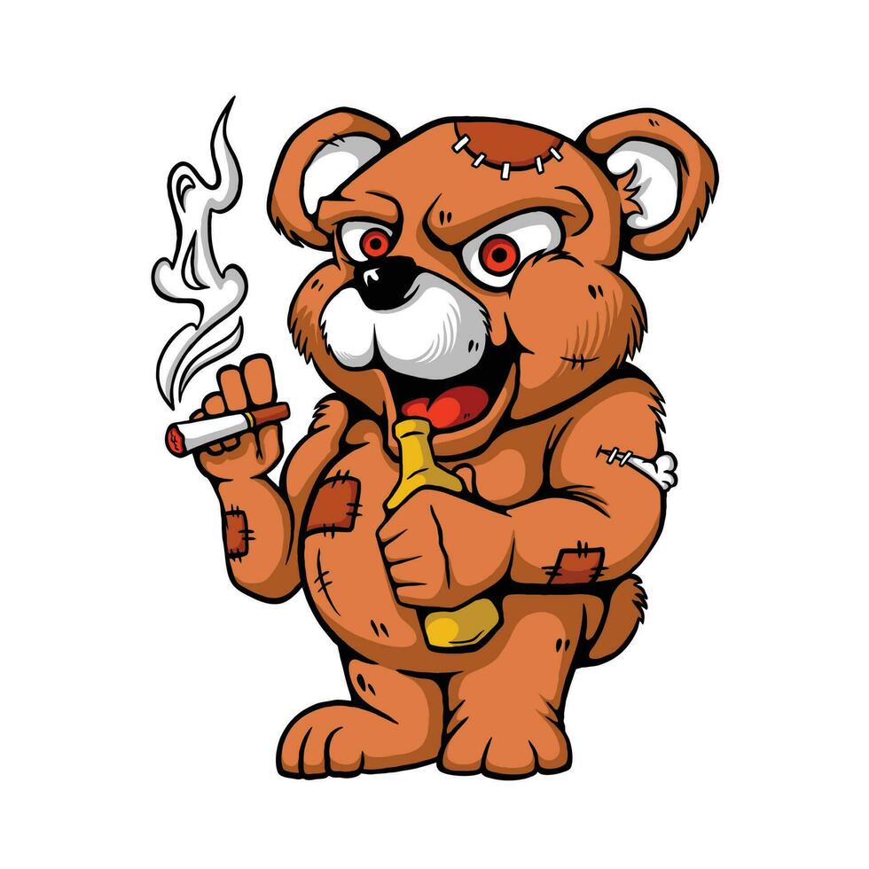 Illustration of mischievous teddy bear vector