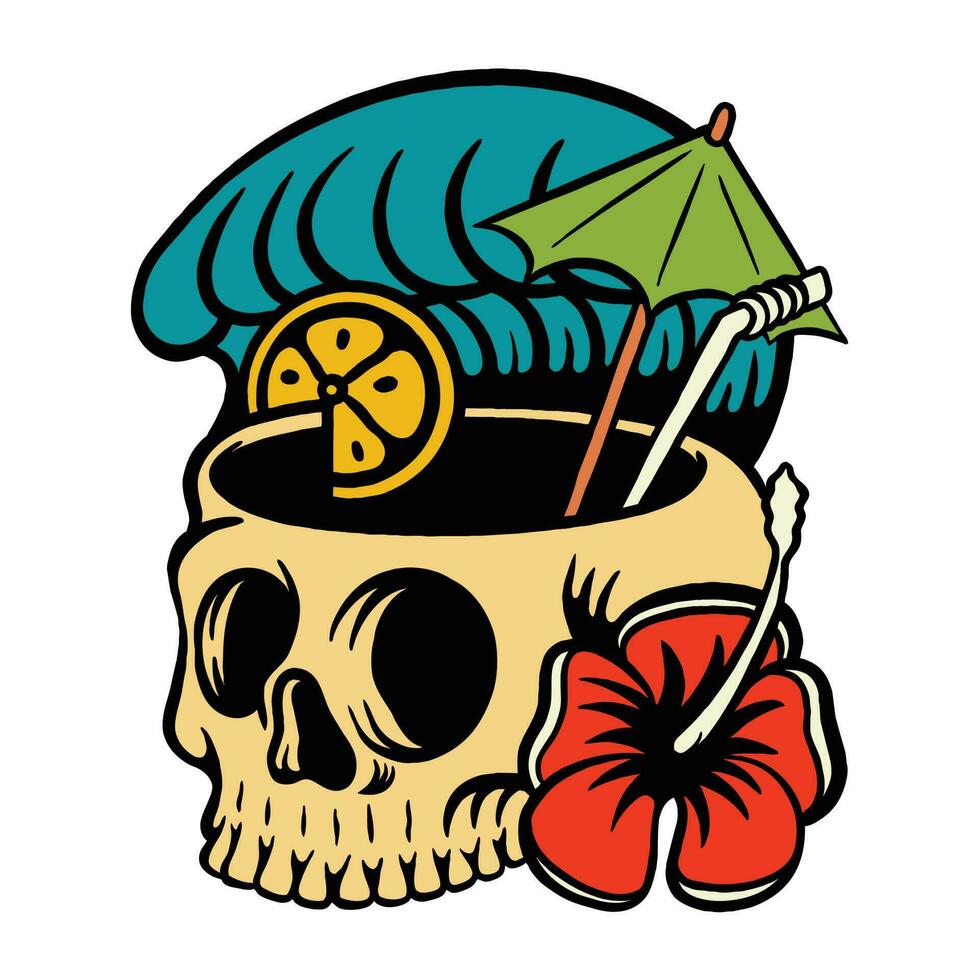 Summer Vibes Skull Illustration vector