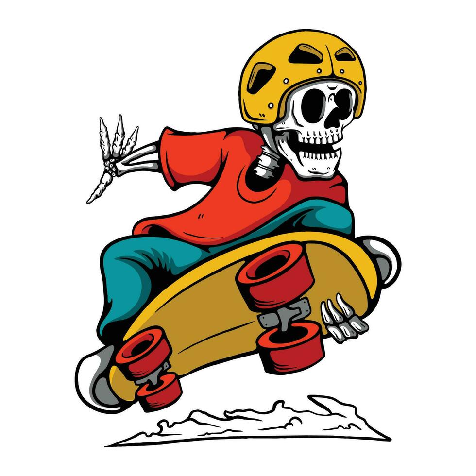 Illustration of a Skull Riding a Skateboard vector