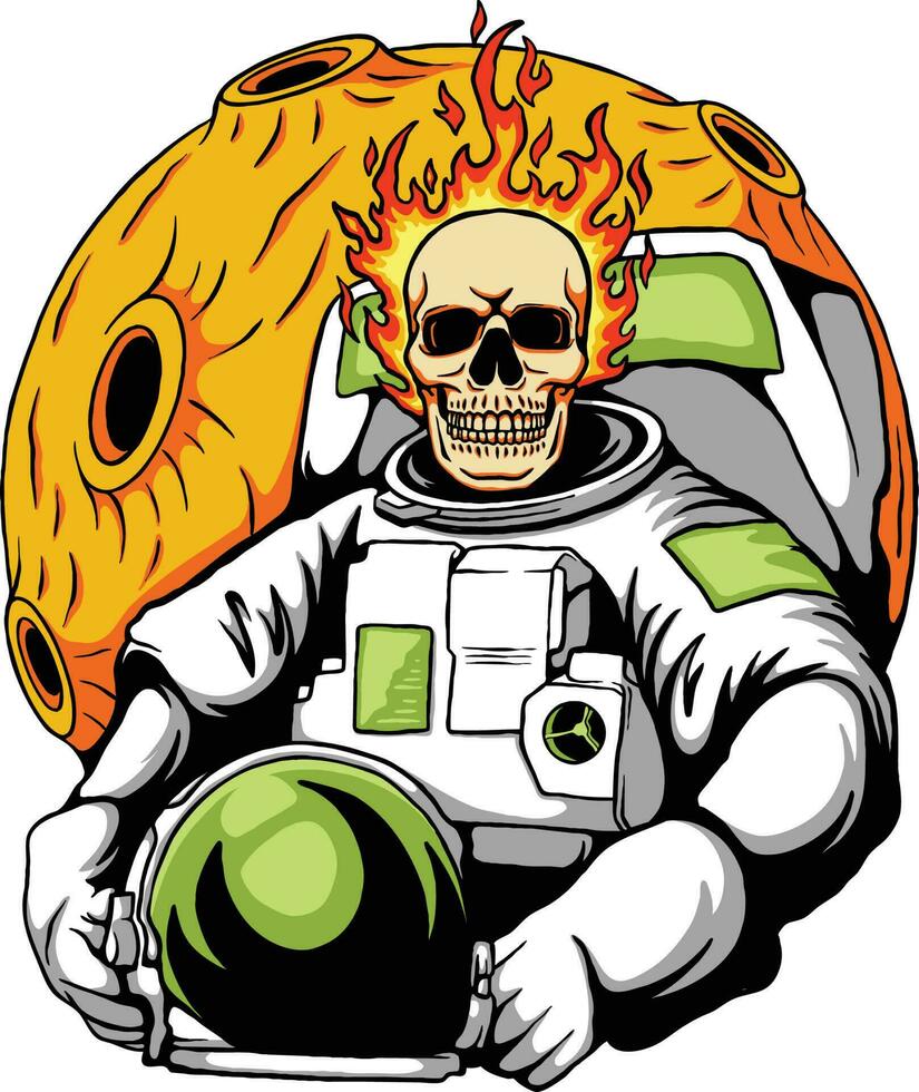 Illustration of an Astronaut Skull in Space vector