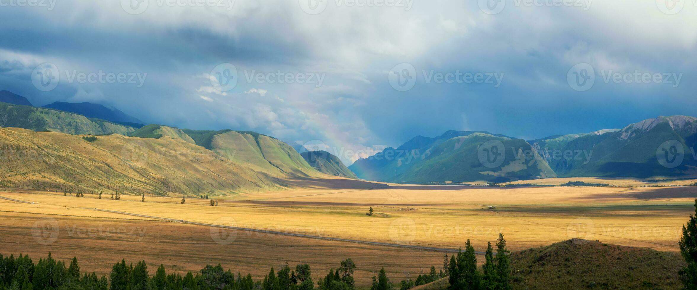 Immense distances with field and forest near dramatic high