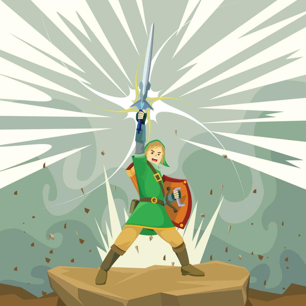 Super Warrior With The Power Of The Light Sword vector