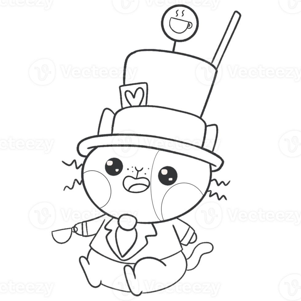 magic cat in wonderland catoon png transparent clipart