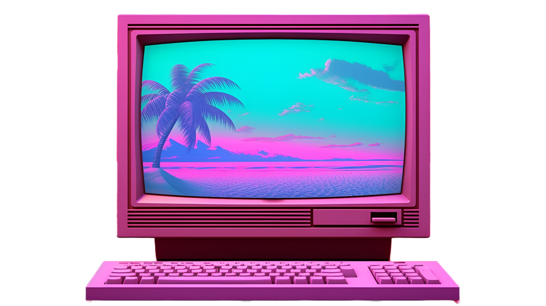 Retrowave Computer 80s Clipart png