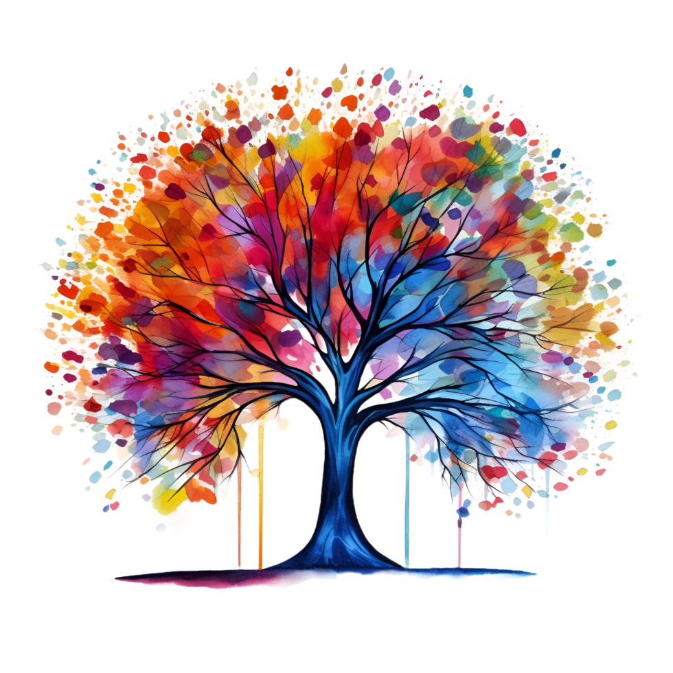 Colorful Tree Watercolor Clipart png