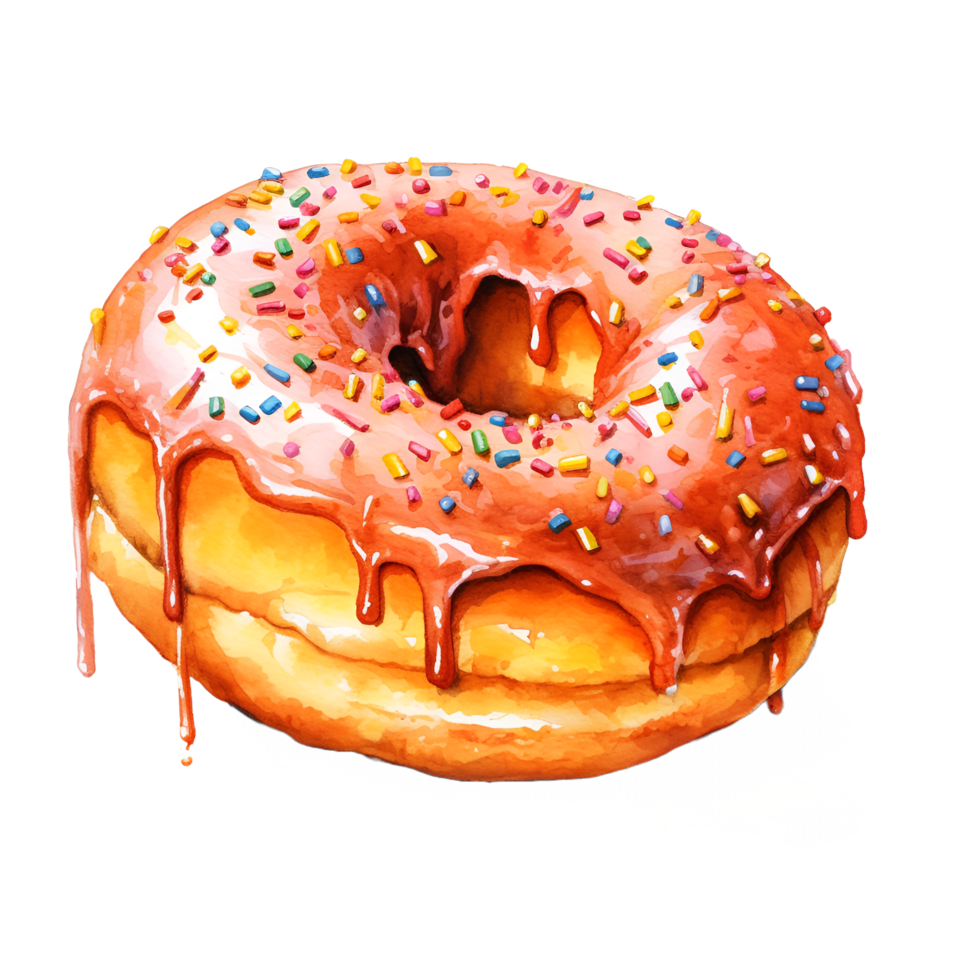 rosquilla con asperja acuarela clipart ai generado png