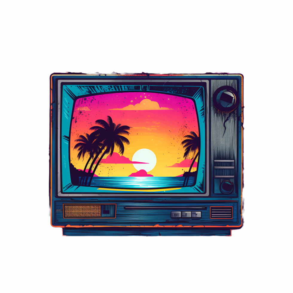 retrowave Vintage ▾ tv anni 80 clipart ai generato png