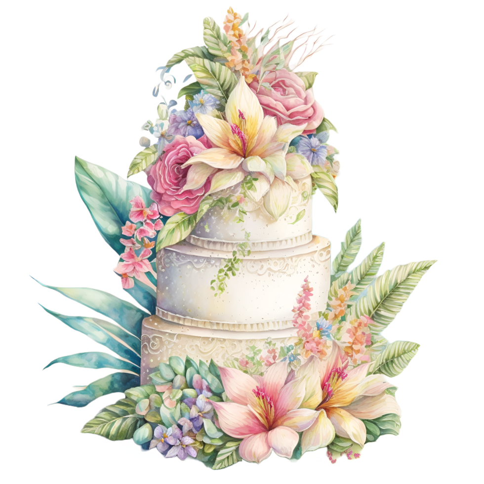 Boda pastel acuarela clipart ai generado png