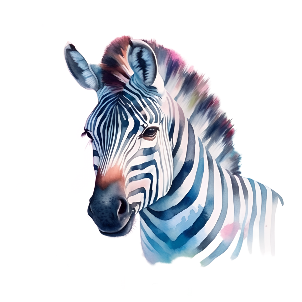 zebra vattenfärg ClipArt ai genererad png