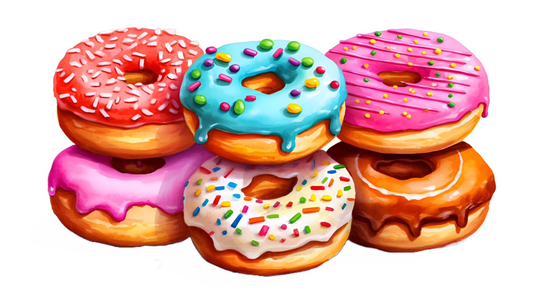 rosquinha com granulados aguarela clipart ai gerado png