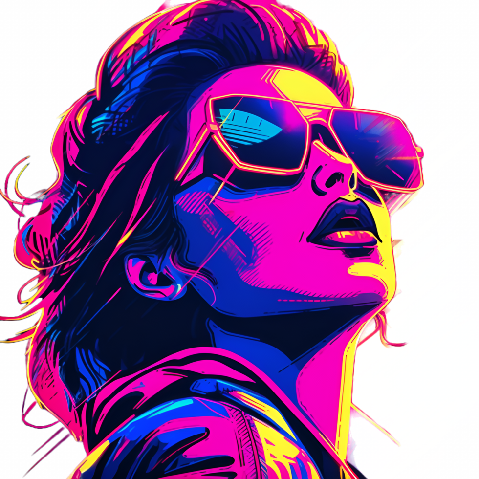 Retrowave Woman in Sunglasses 80s Clipart png