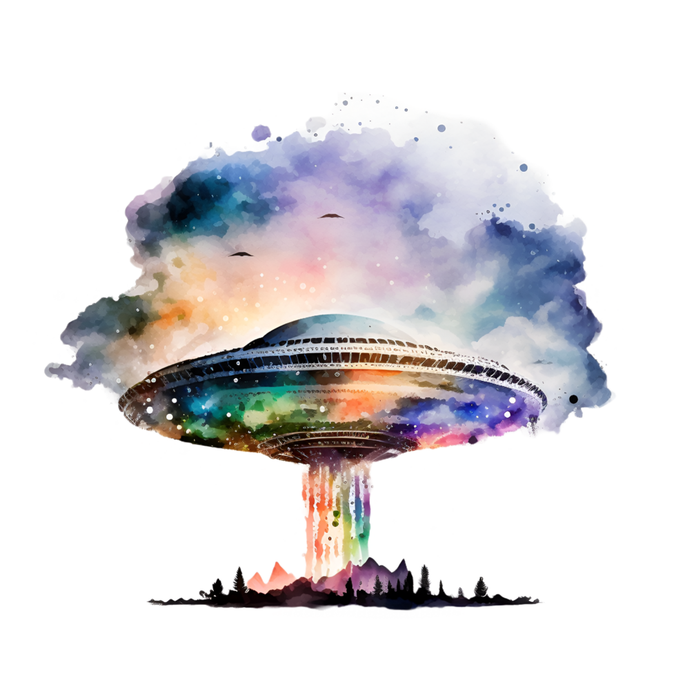 UFO Science Fiction Watercolor Clipart png