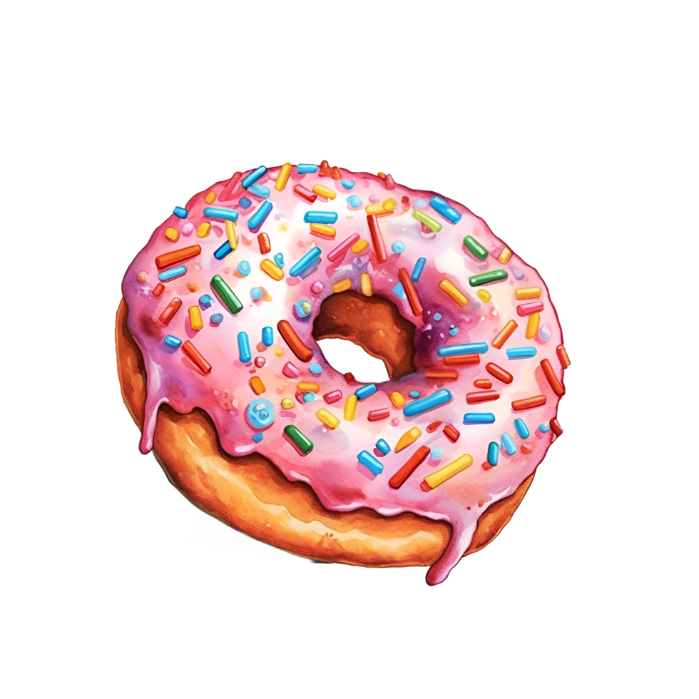 rosquilla con asperja acuarela clipart ai generado png