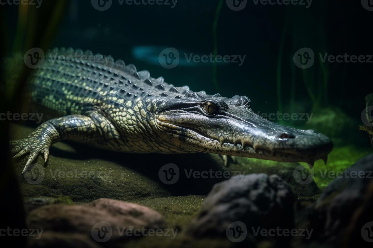 Portrait crocodile in the water ai generate photo