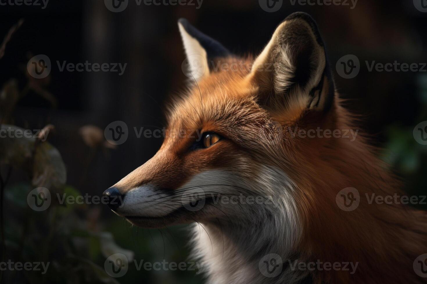 Portrait red fox on the forest ai generate photo