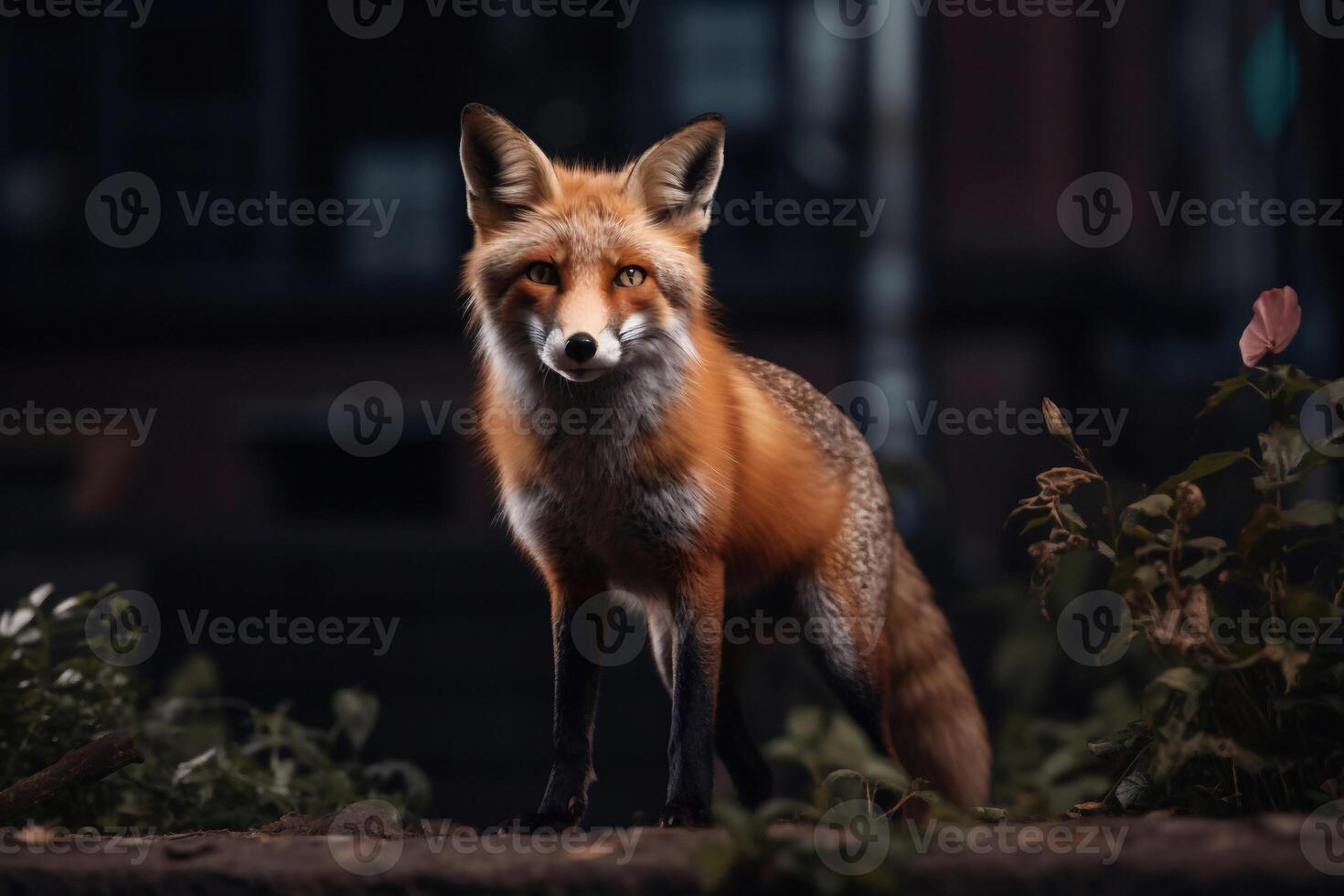 Portrait red fox on the forest ai generate photo