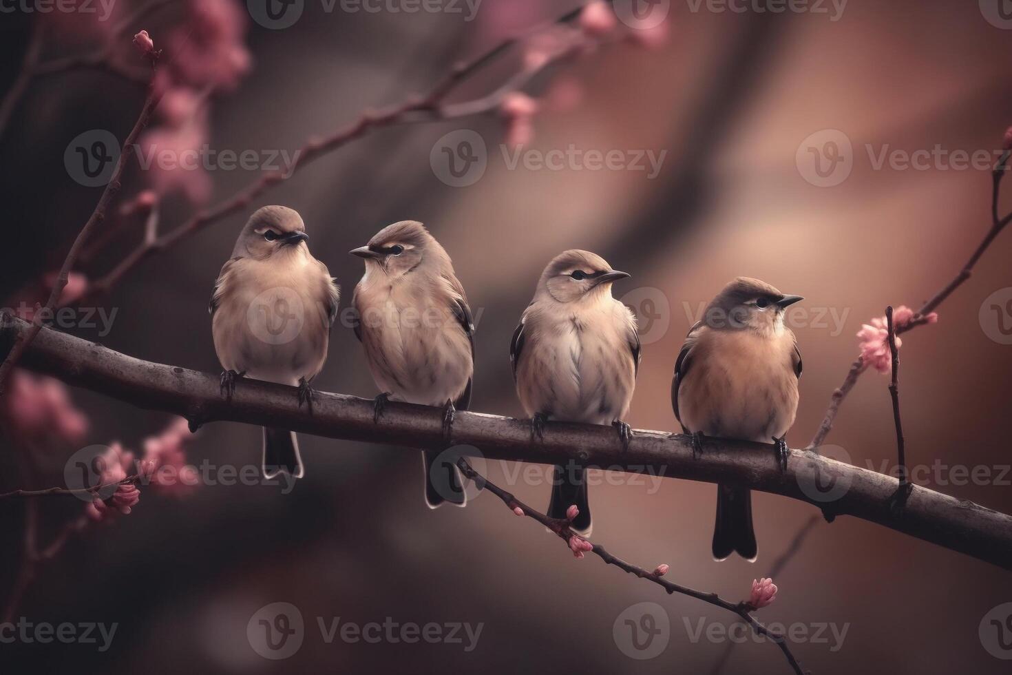 Portrait bird on the branch ai generate photo