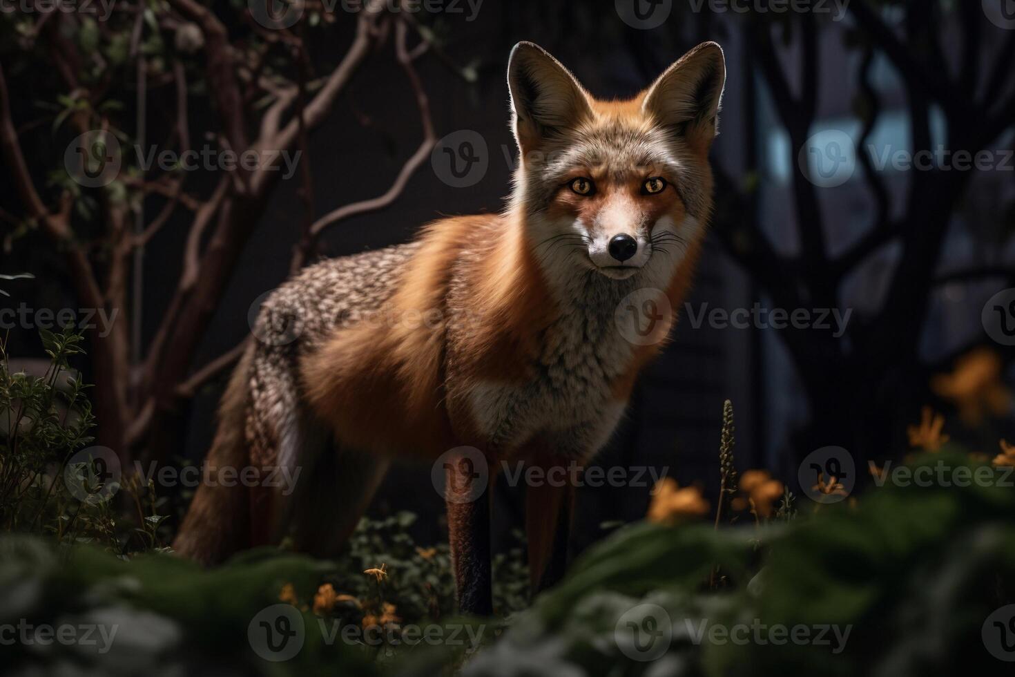 Portrait red fox on the forest ai generate photo