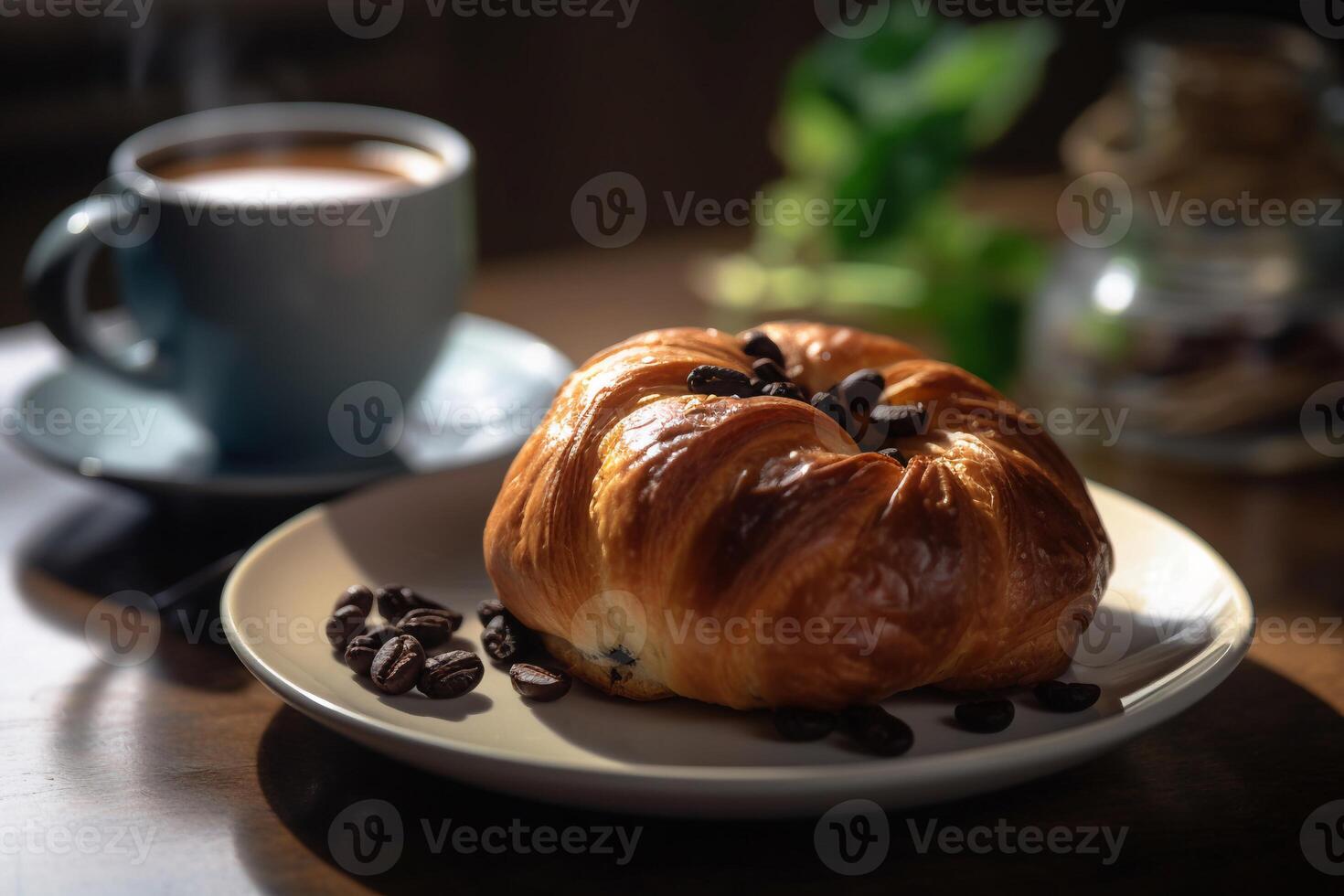 Delicious breakfast on the table ai generate photo