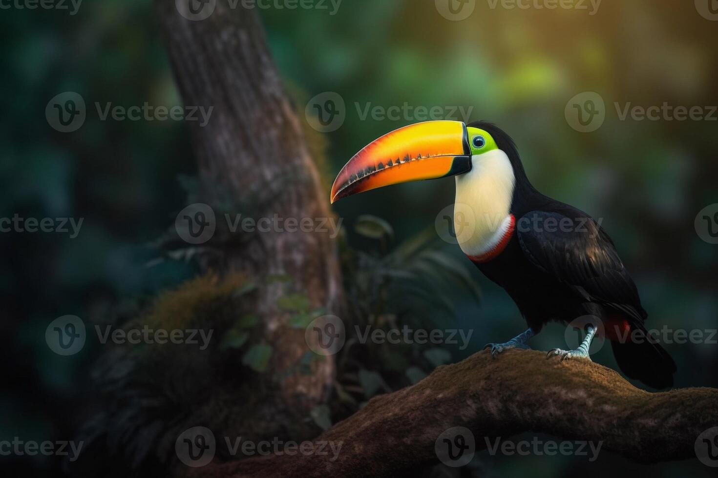 Portrait Toucan bird on the forest ai generate photo