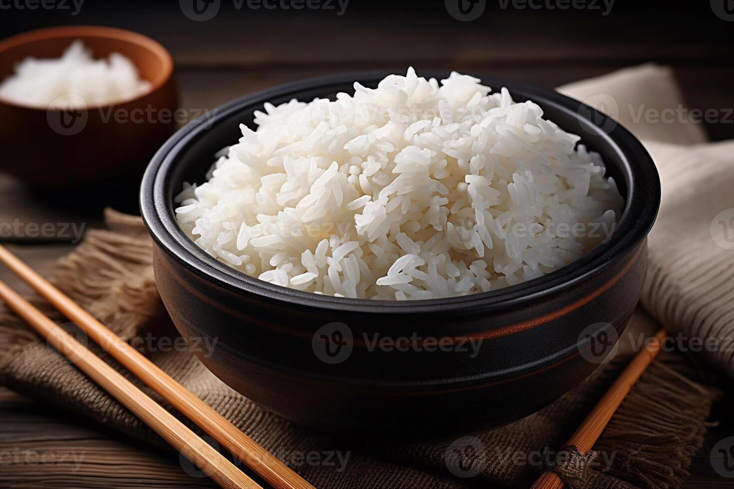 Rice on the bowl ai generate photo