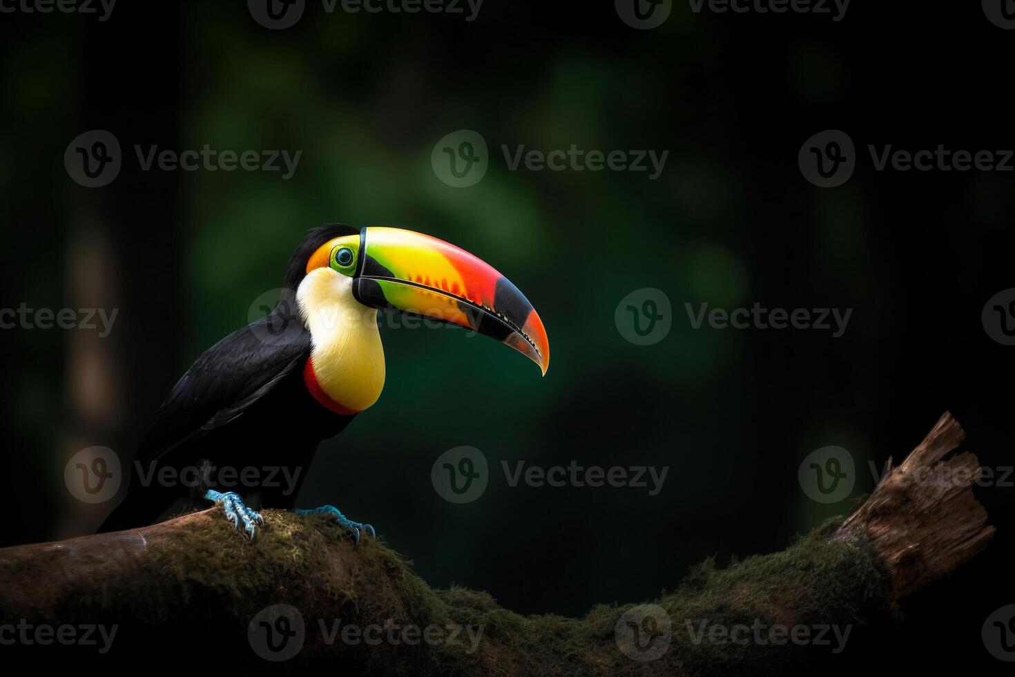Portrait Toucan bird on the forest ai generate photo
