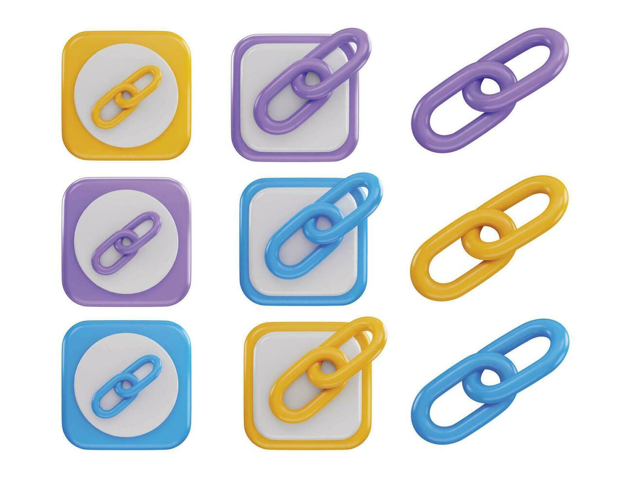 link chain icon 3d rendering vector illustration set
